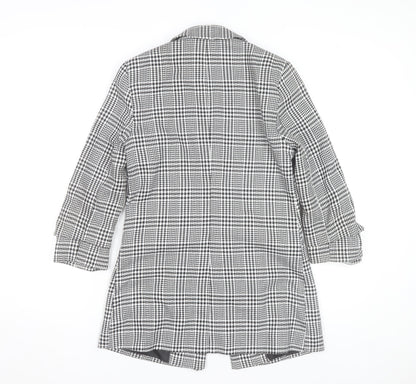 Close-up detail of Miss Selfridge Women's Black Check Blazer Jacket, size 8