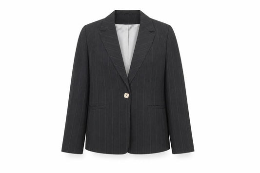Principles Women's Black Pinstripe Wool Blend Blazer Size 14
