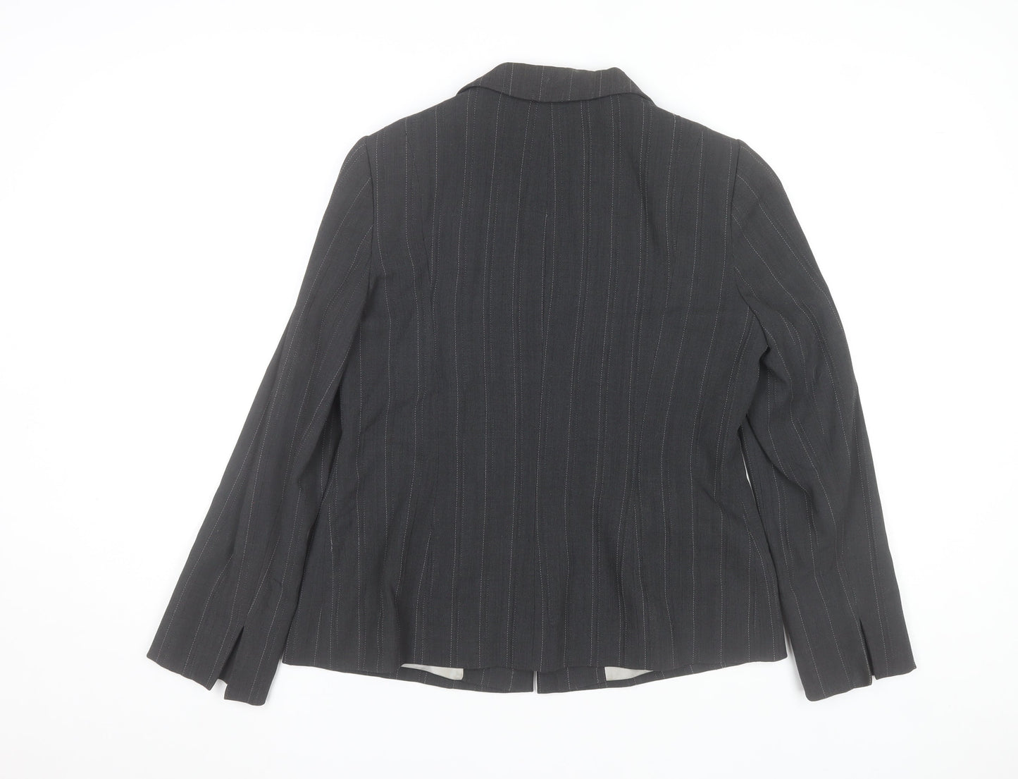 Principles Women's Black Pinstripe Wool Blend Blazer Size 14