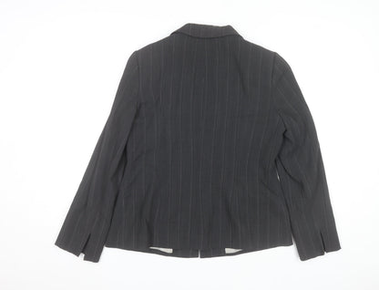 Principles Women's Black Pinstripe Wool Blend Blazer Size 14