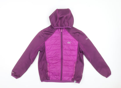 Regatta Girls Purple Hooded Softshell Puffer Jacket 9-10 Years