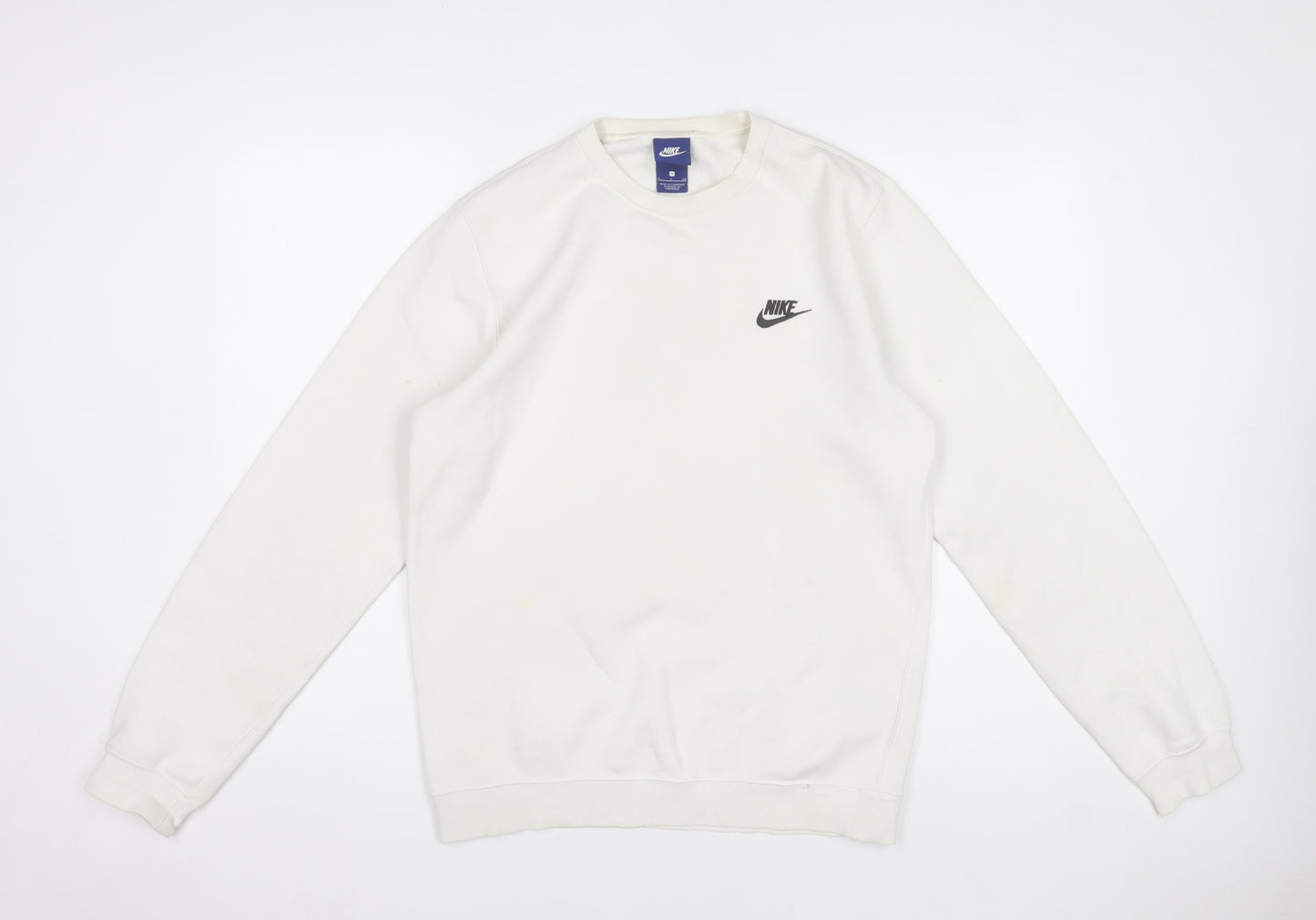Nike Women’s White Small Pullover Sweatshirt Cotton Blend Crew Neck
