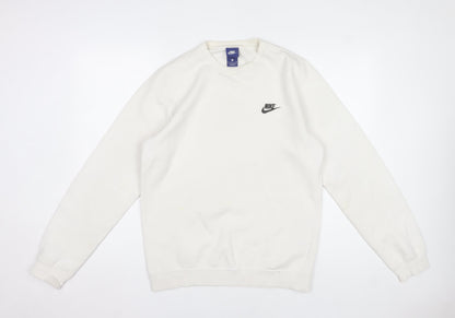 Nike Women’s White Small Pullover Sweatshirt Cotton Blend Crew Neck