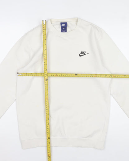 Nike Women’s White Small Pullover Sweatshirt Cotton Blend Crew Neck