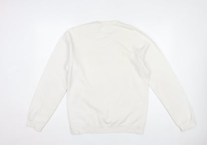 Nike Women’s White Small Pullover Sweatshirt Cotton Blend Crew Neck