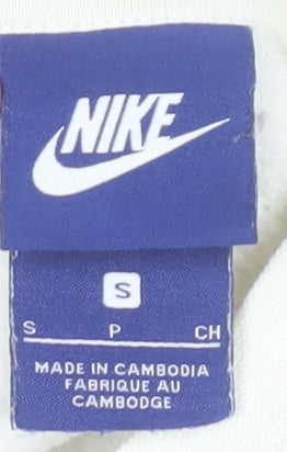 Nike Women’s White Small Pullover Sweatshirt Cotton Blend Crew Neck