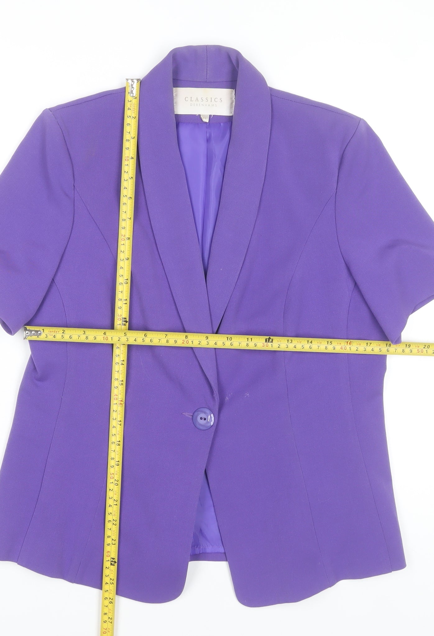 Debenhams Classics Women's Purple Short Sleeve Blazer Size 14