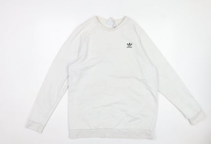 Mens UK Size L adidas White Pullover Sweatshirt