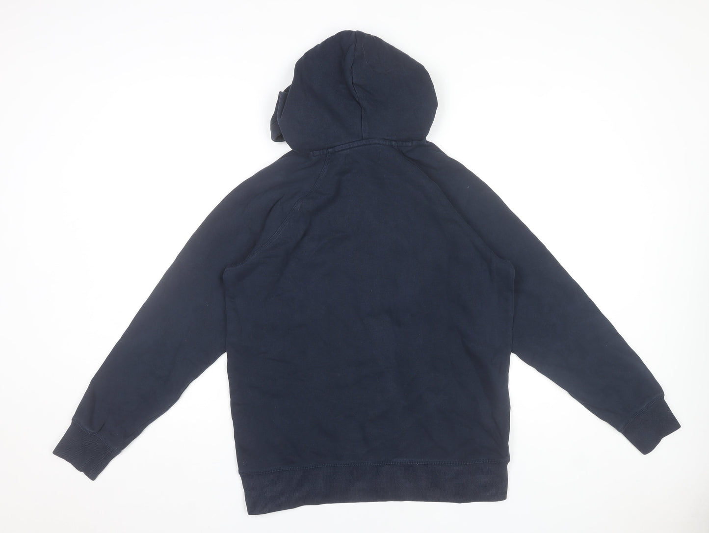 Stock & Hank Men's Blue Pullover Hoodie L Cotton Graphic Sweatshirt