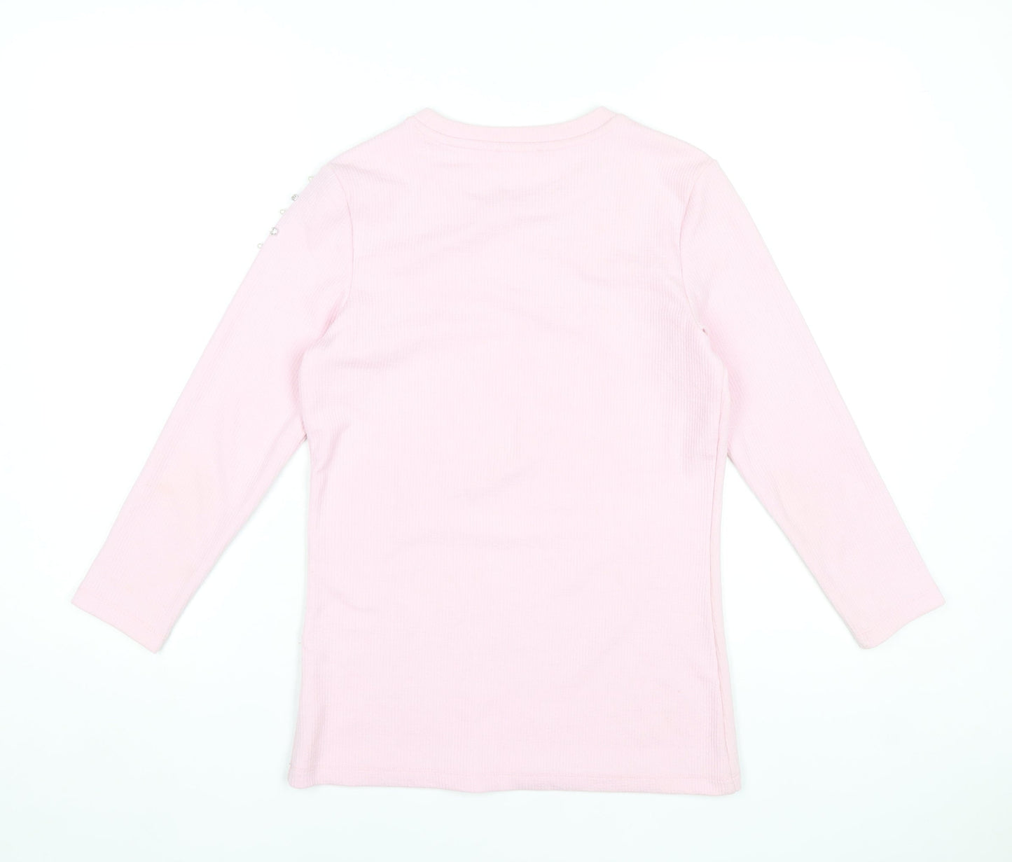 Savida Women's Pink Beaded Long Sleeve Knit Top XS