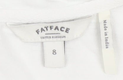 FatFace Women's White Embroidered Cotton T-Shirt Size 8