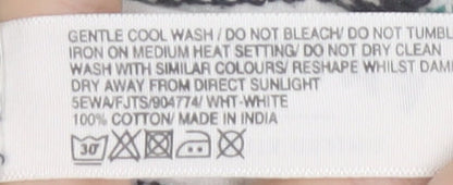 FatFace Women's White Embroidered Cotton T-Shirt Size 8