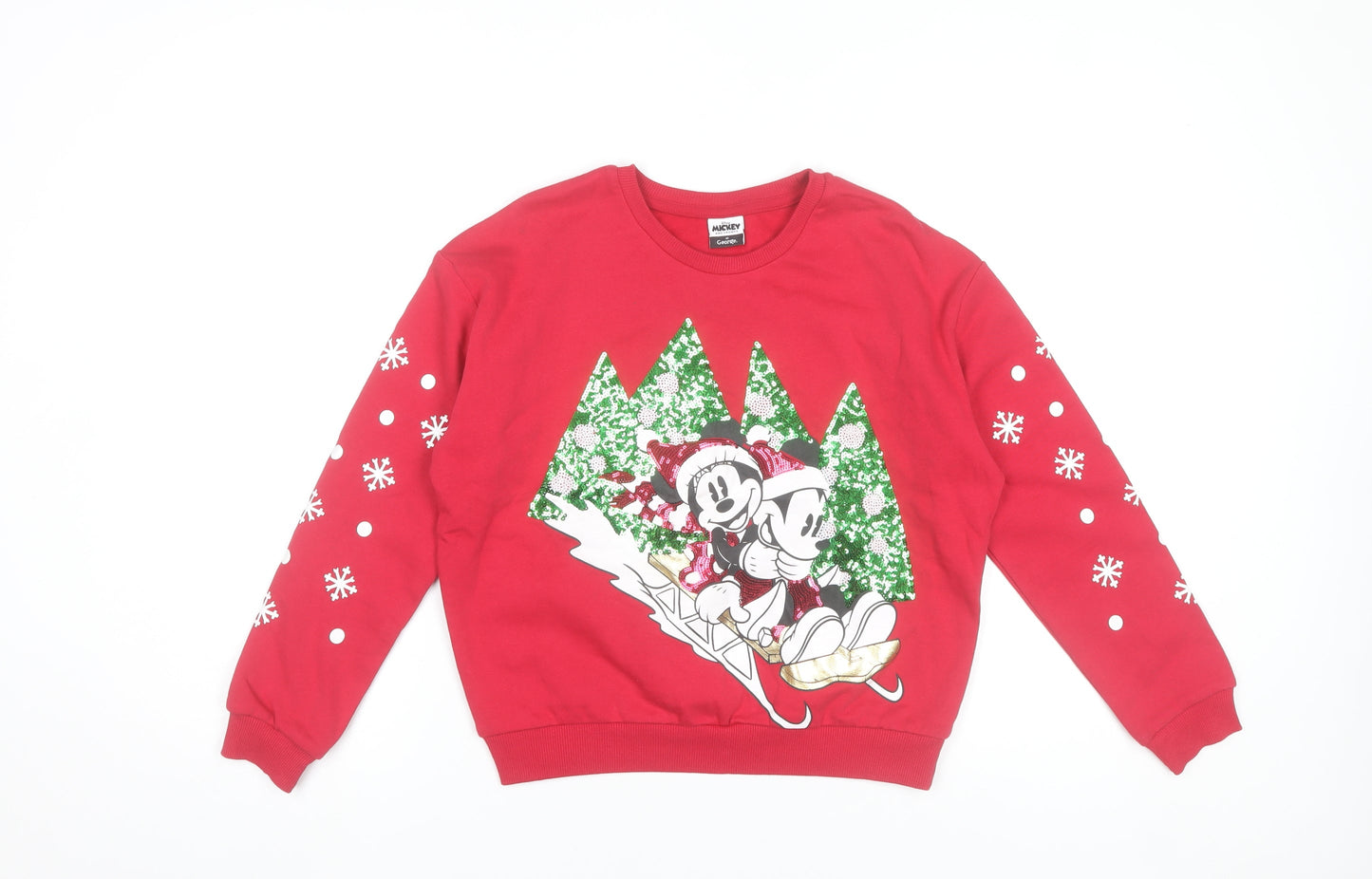 Disney Mickey & Friends Girls Red Christmas Sweatshirt 9-10 Years Pullover