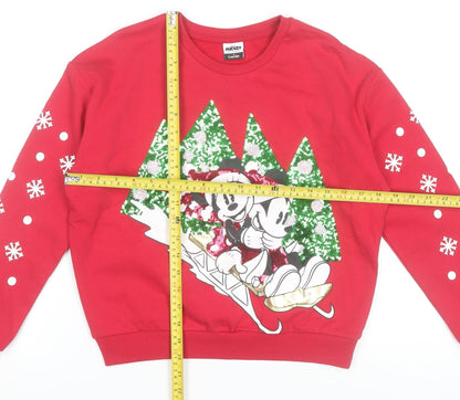 Disney Mickey & Friends Girls Red Christmas Sweatshirt 9-10 Years Pullover
