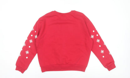 Disney Mickey & Friends Girls Red Christmas Sweatshirt 9-10 Years Pullover