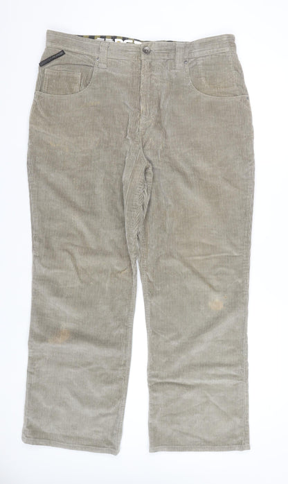 Counter Propaganda Men's Beige Corduroy Trousers 36x32 Relaxed Fit