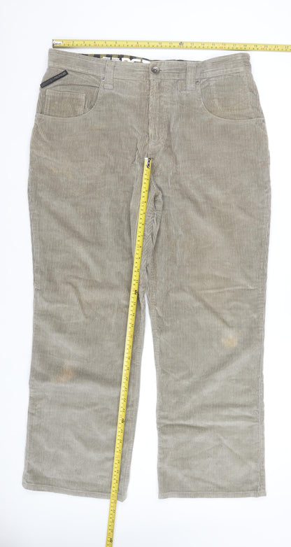 Counter Propaganda Men's Beige Corduroy Trousers 36x32 Relaxed Fit