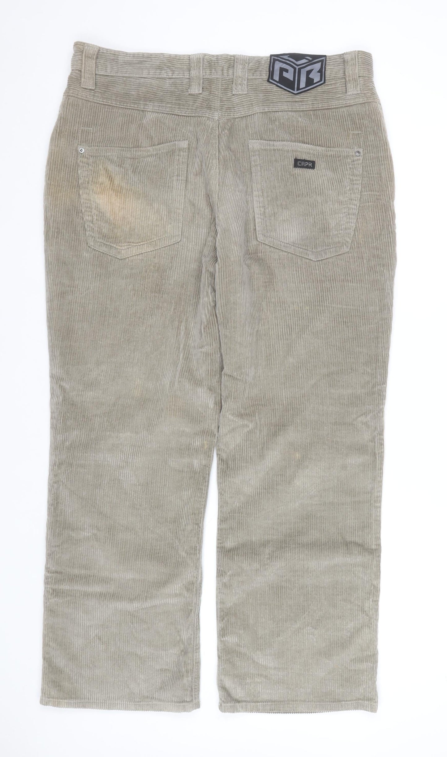 Counter Propaganda Men's Beige Corduroy Trousers 36x32 Relaxed Fit