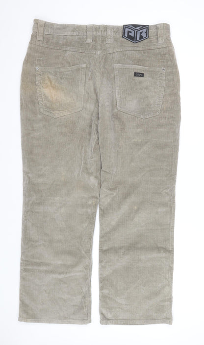 Counter Propaganda Men's Beige Corduroy Trousers 36x32 Relaxed Fit