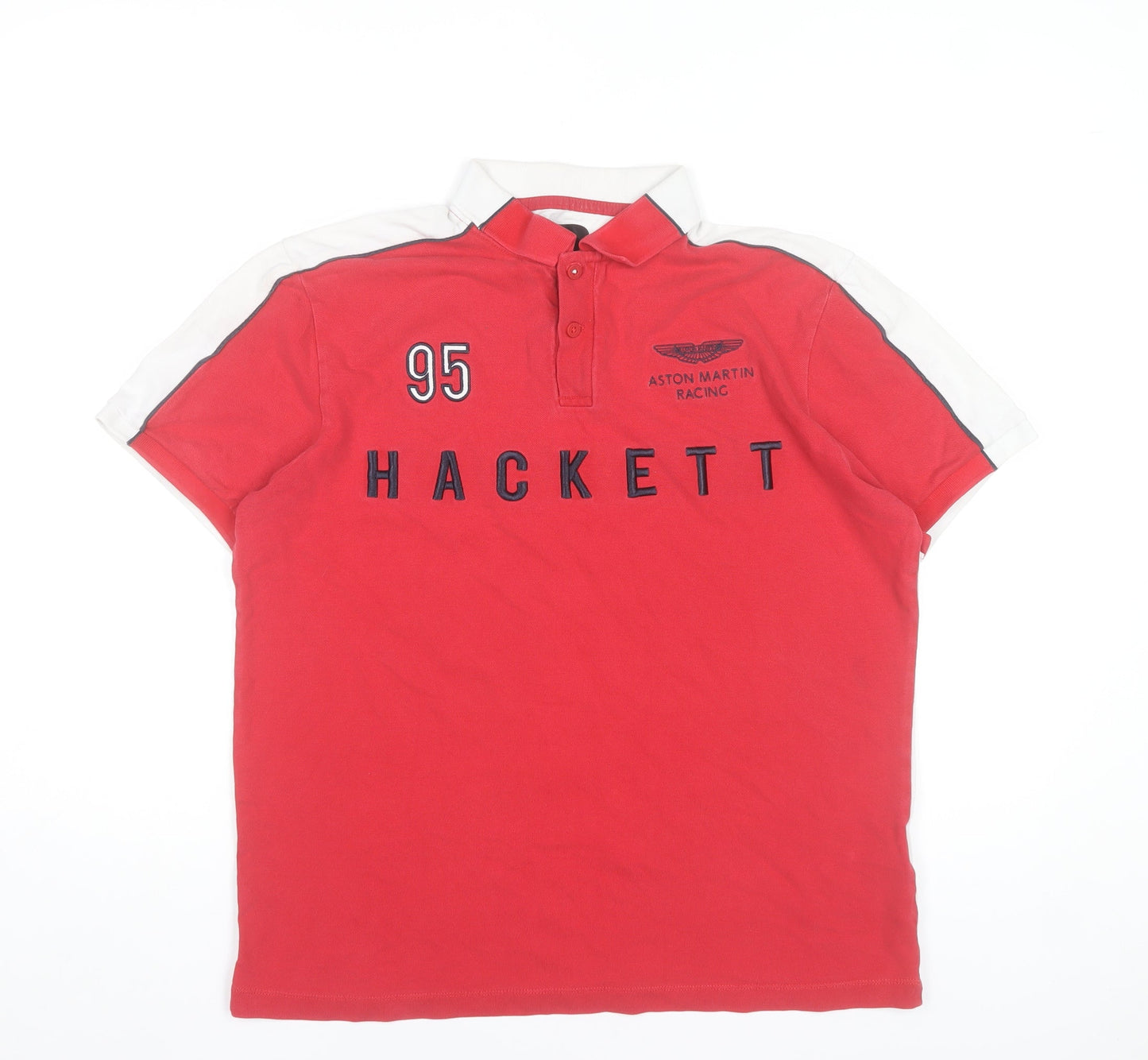 Hackett Aston Martin Racing Red Men's L Polo Shirt Cotton