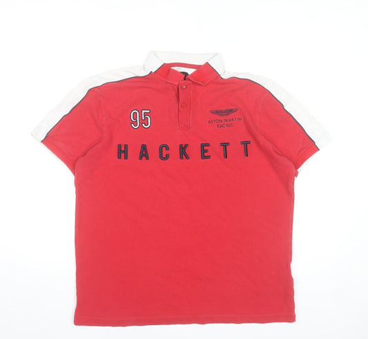 Hackett Aston Martin Racing Red Men's L Polo Shirt Cotton