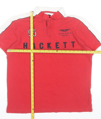 Hackett Aston Martin Racing Red Men's L Polo Shirt Cotton