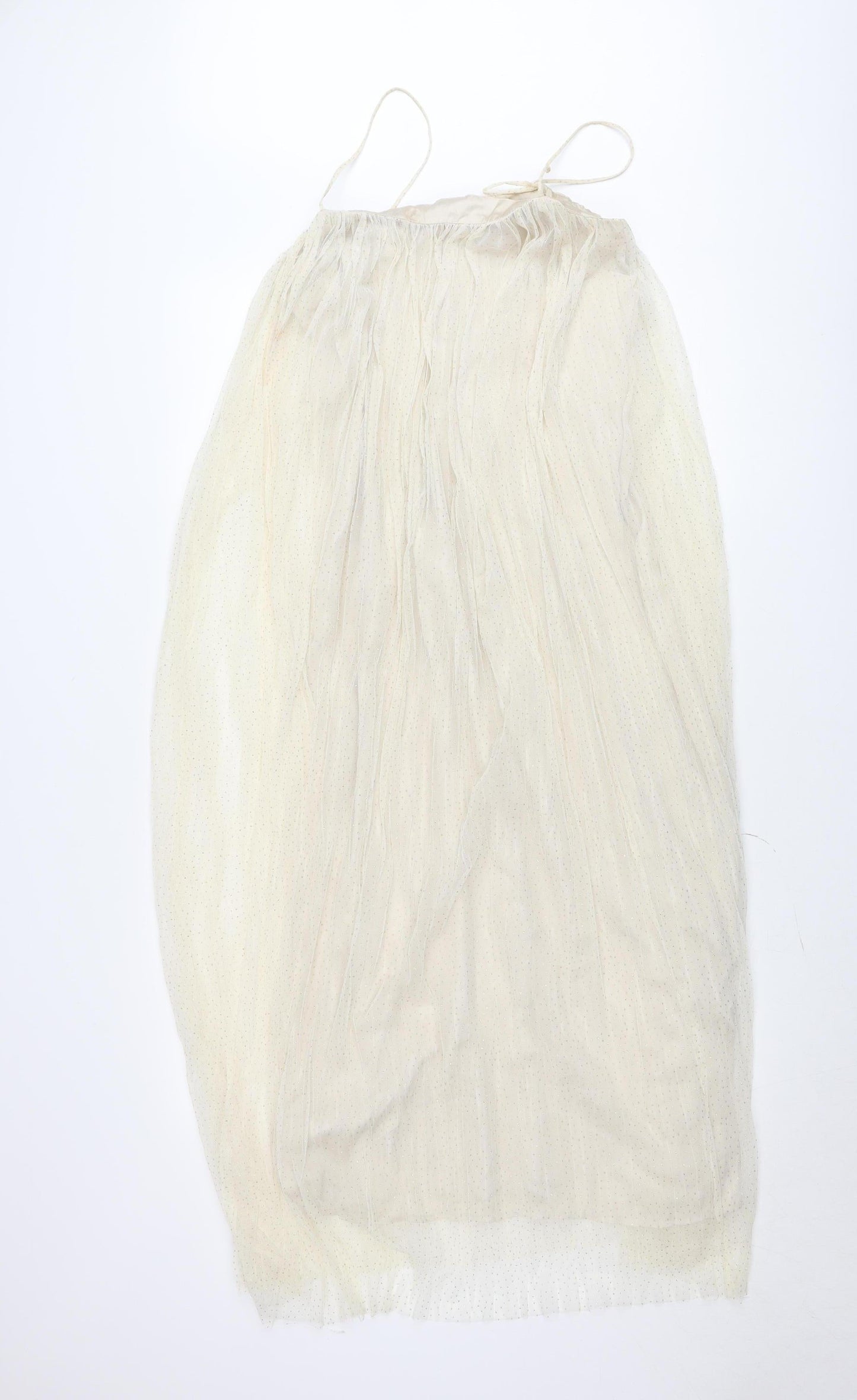 H&M Women’s Ivory Knee Length Slip Dress XS Sheer Tulle Lined