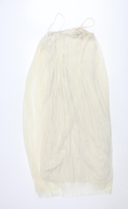 H&M Women’s Ivory Knee Length Slip Dress XS Sheer Tulle Lined