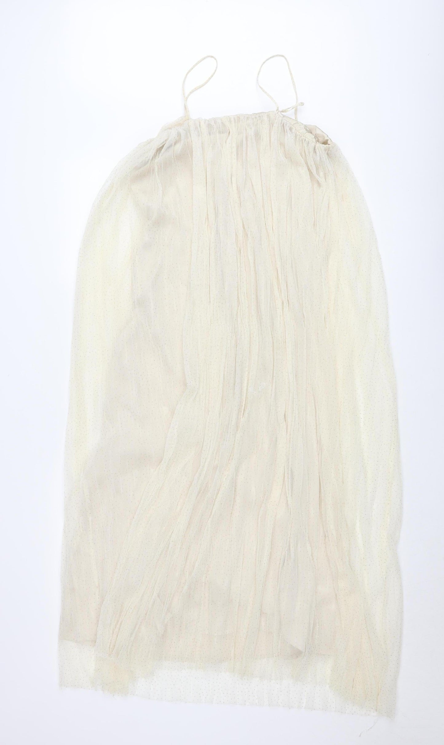H&M Women’s Ivory Knee Length Slip Dress XS Sheer Tulle Lined