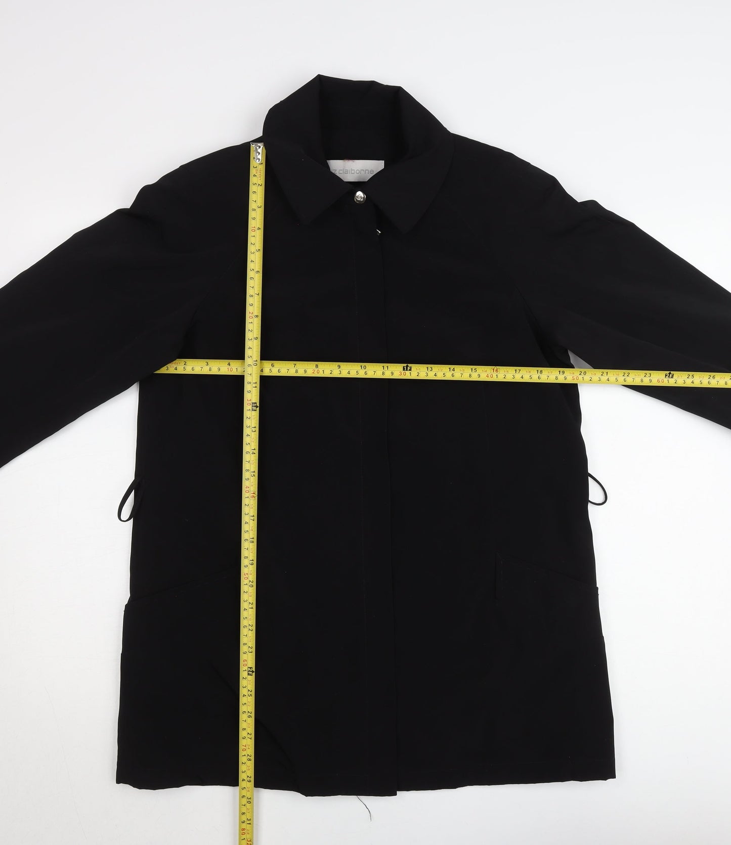 Liz Claiborne Women's Black Mid-Length Cotton Blend Coat Size M