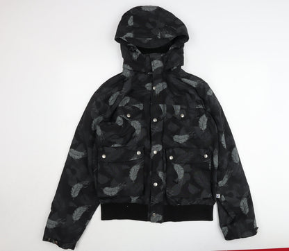 Penfield Women's Black Feather Print Hooded Puffer Jacket L