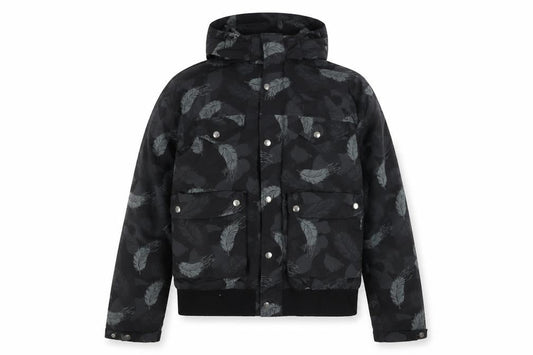 Penfield Women's Black Feather Print Hooded Puffer Jacket L