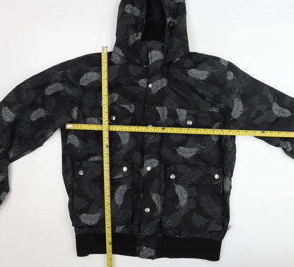 Penfield Women's Black Feather Print Hooded Puffer Jacket L
