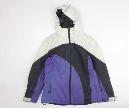 Crane Women's M Purple Grey White Waterproof Ski Jacket Hooded