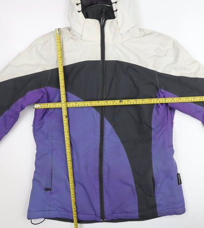Crane Women's M Purple Grey White Waterproof Ski Jacket Hooded