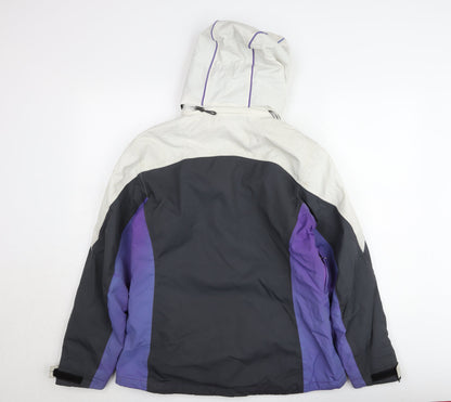 Crane Women's M Purple Grey White Waterproof Ski Jacket Hooded