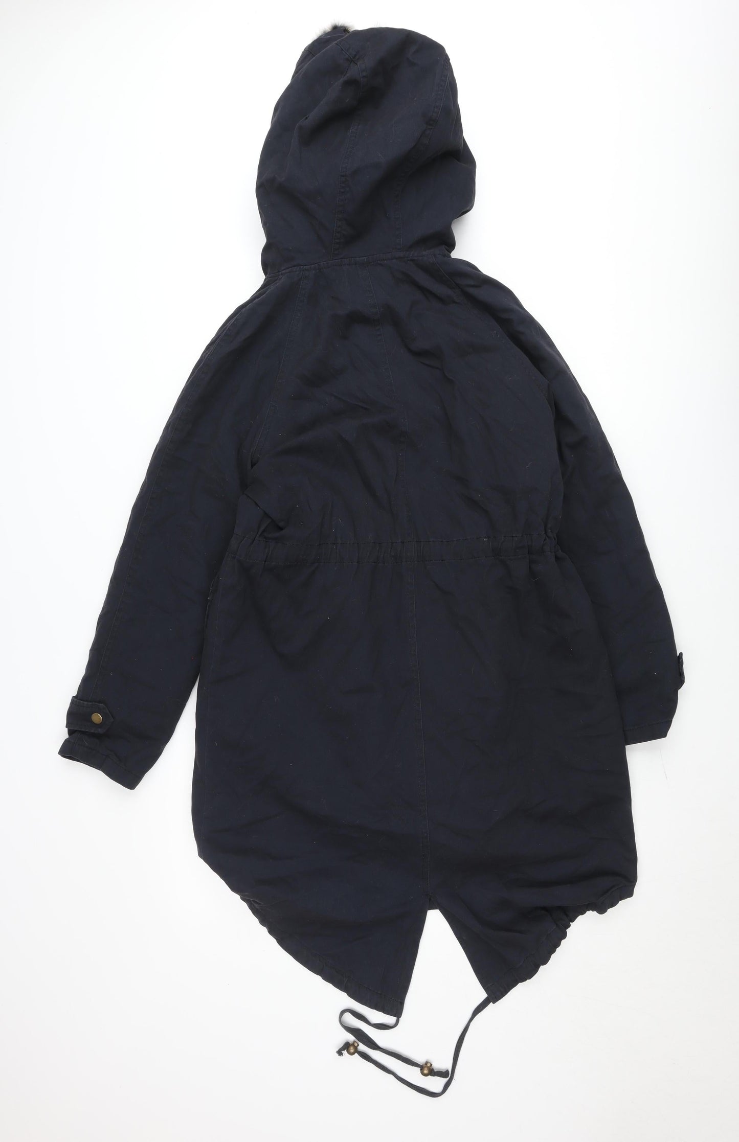 Glamorous Women's Black Faux Fur Hooded Parka Coat XS