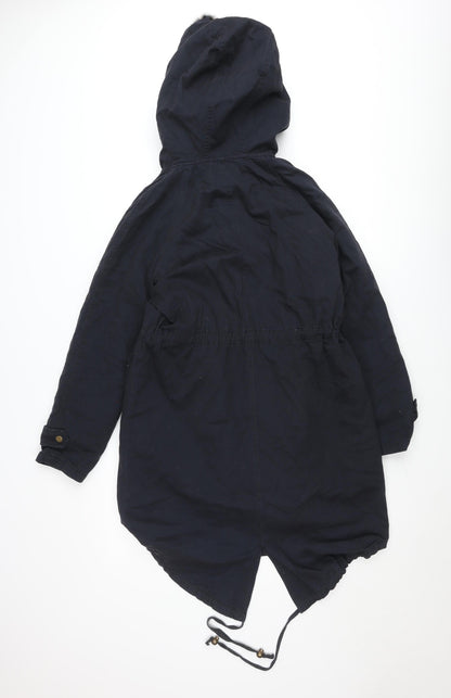 Glamorous Women's Black Faux Fur Hooded Parka Coat XS