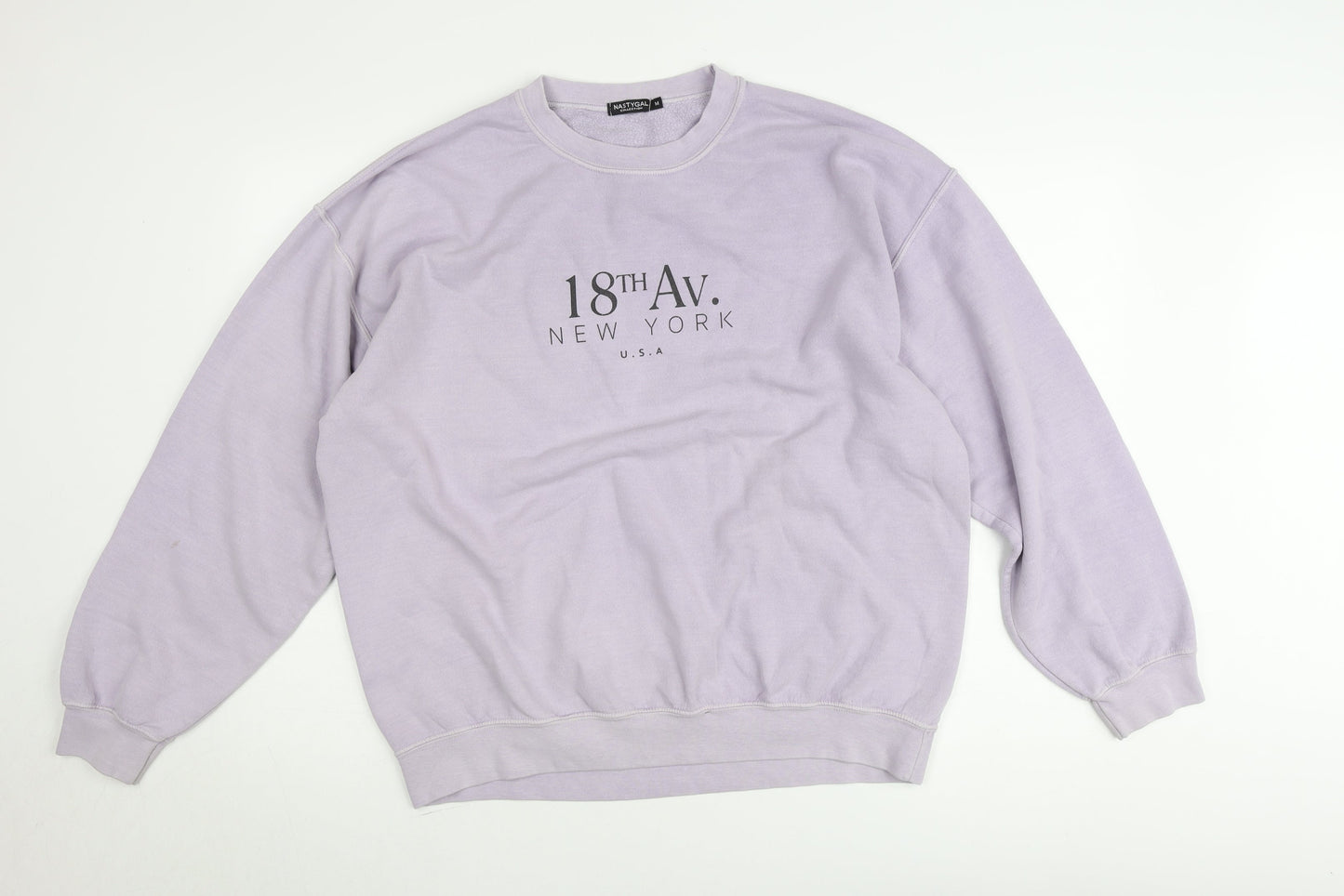 Nasty Gal Women’s Lilac Pullover Sweatshirt Size M Crew Neck Cotton Blend