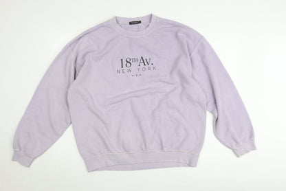 Nasty Gal Women’s Lilac Pullover Sweatshirt Size M Crew Neck Cotton Blend