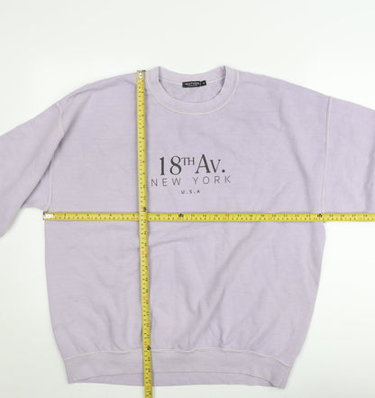 Nasty Gal Women’s Lilac Pullover Sweatshirt Size M Crew Neck Cotton Blend