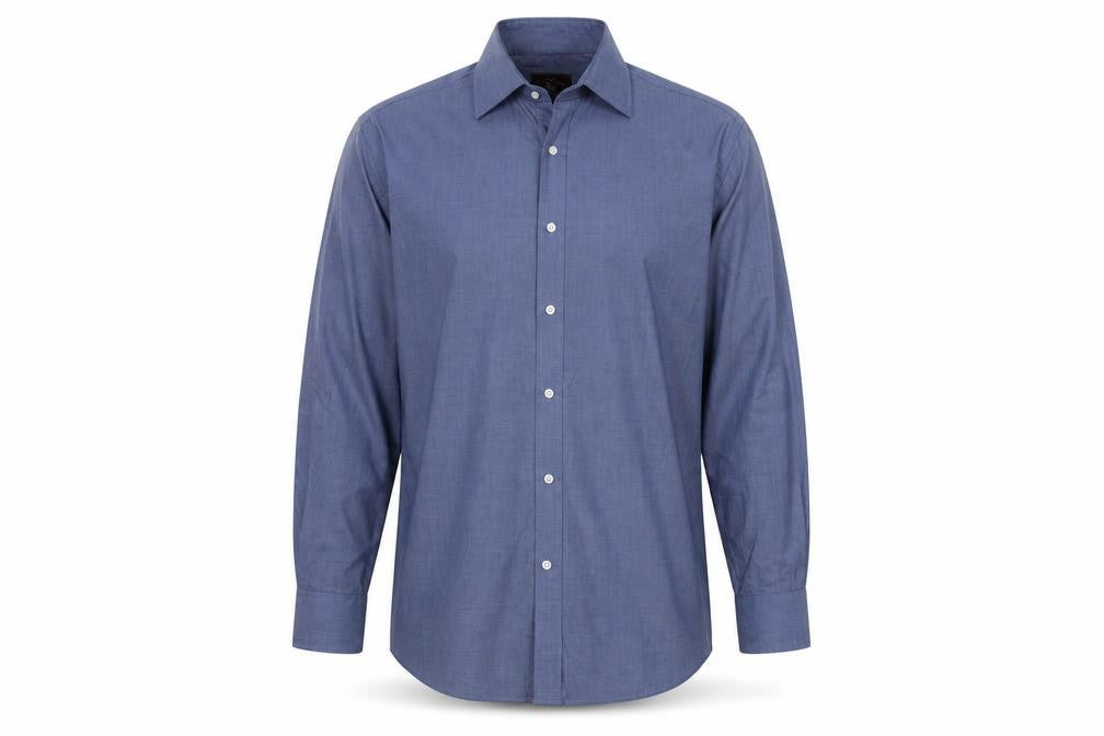 Moss Esq. Men's Blue Regular Fit Long Sleeve Button-Up Shirt 16.5