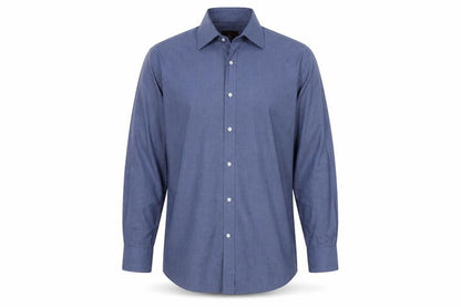 Moss Esq. Men's Blue Regular Fit Long Sleeve Button-Up Shirt 16.5
