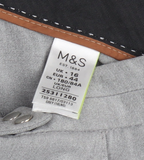 Marks and Spencer Women’s Grey Trousers Size 16 Long Straight Leg