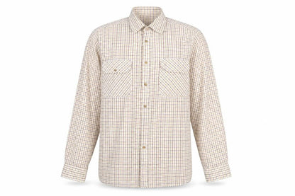 Tom Hagan Men's Beige Checked Long Sleeve Cotton Button-Up Shirt L