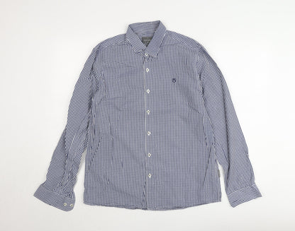 Peter Werth Men's Blue Check Long Sleeve Button-Up Shirt Size L