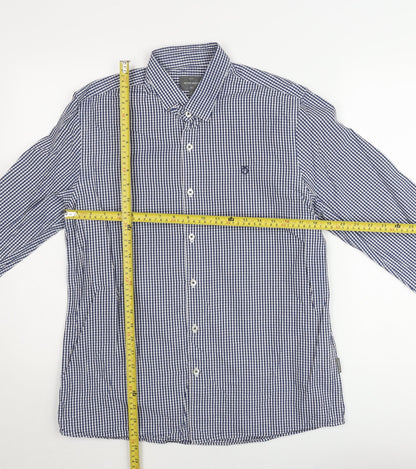 Peter Werth Men's Blue Check Long Sleeve Button-Up Shirt Size L