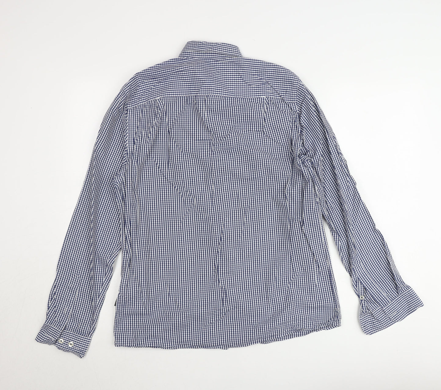 Peter Werth Men's Blue Check Long Sleeve Button-Up Shirt Size L
