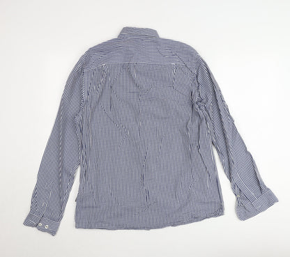Peter Werth Men's Blue Check Long Sleeve Button-Up Shirt Size L
