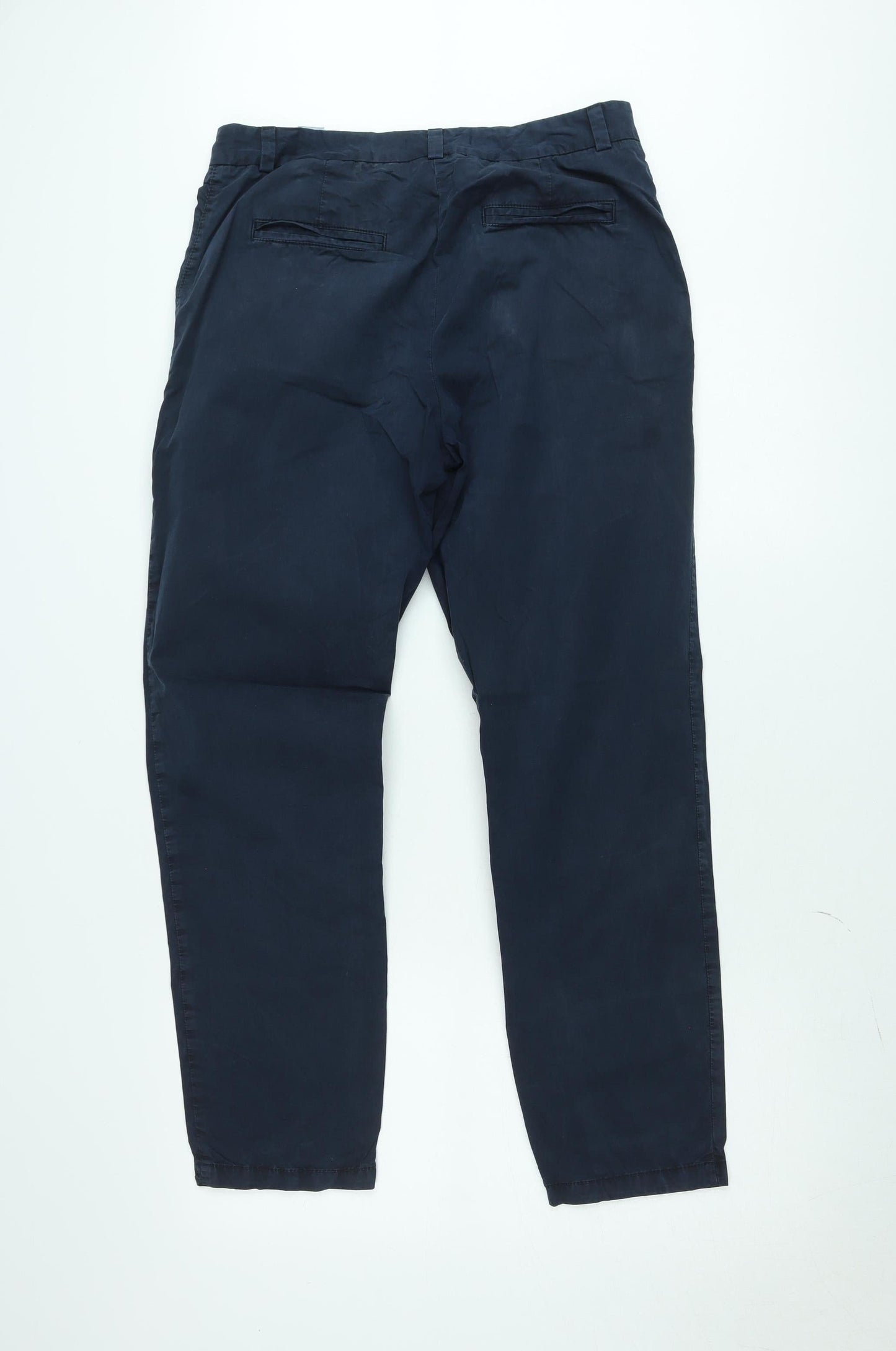 Marks and Spencer Men's Blue Regular Fit Chino Trousers Size 12